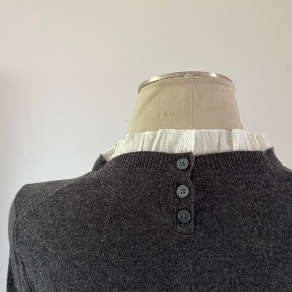 Boden Gray Wool Blend Layered Sweater Dress Sz 10 Long Length Preppy Work Office - Picture 5 of 8